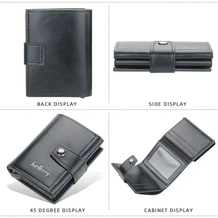 Porte-cartes personnalisé en aluminium pour hommes – Portefeuille en cuir PU bloquant RFID – Nom gravé pour cartes de crédit/banques et protection d'identité