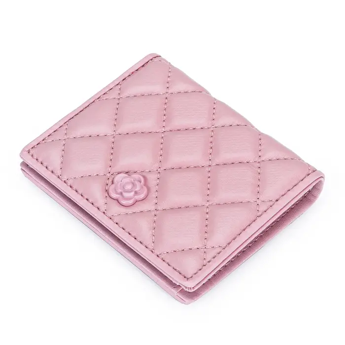 Portefeuille en cuir d'agneau matelassé de luxe pour femmes