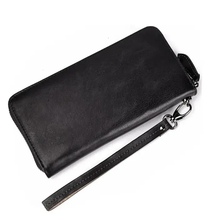 Portefeuille RFID unisexe en cuir de vache véritable