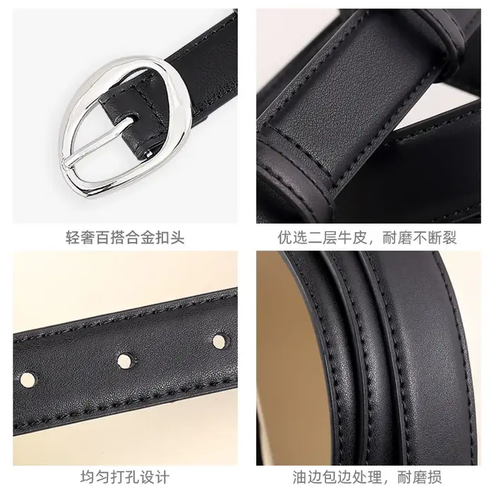 Ceintures de taille en cuir de vache uni noir marron pour femmes