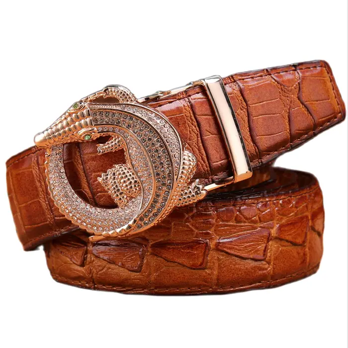 Ceinture en cuir véritable crocodile pour homme