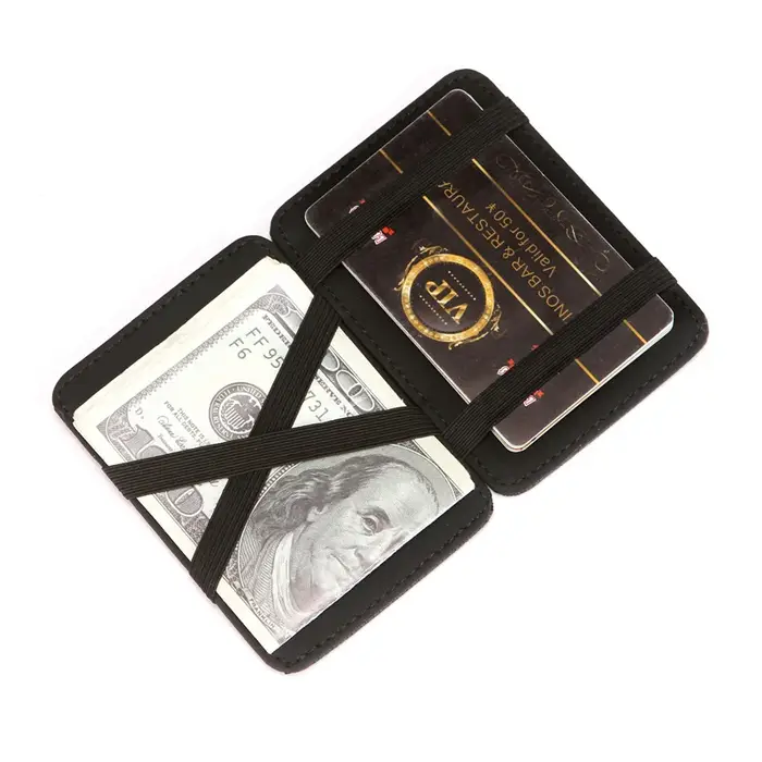 Mini portefeuille mince en cuir PU pour hommes, porte-cartes de crédit, portefeuilles magiques, affa