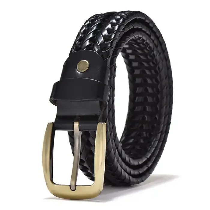 Ceinture tressée en cuir de vache véritable pour hommes et femmes