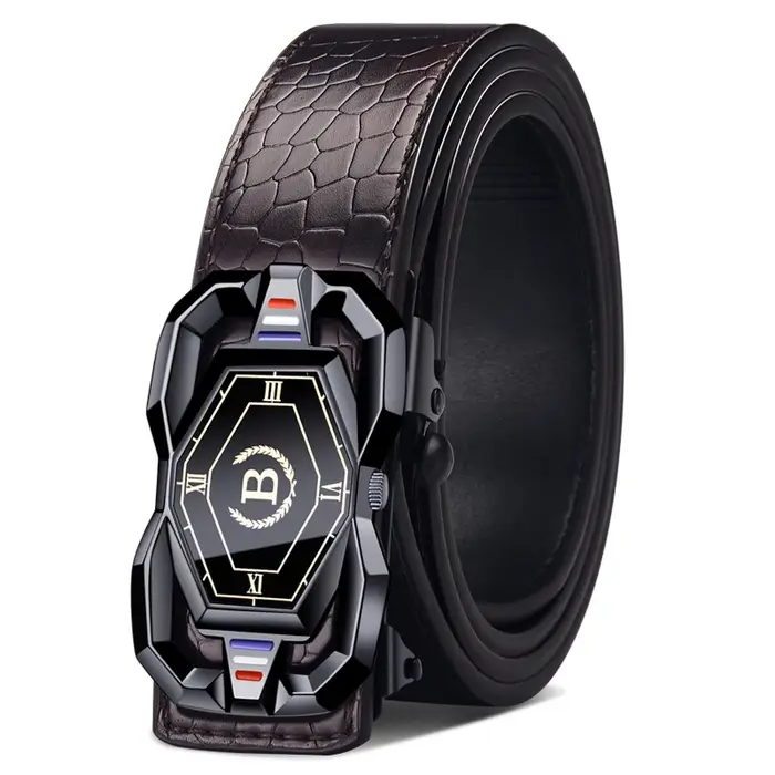 Ceinture à motif Crocodile pour hommes, haut de gamme, atmosphérique, à boucle automatique, pour jeu