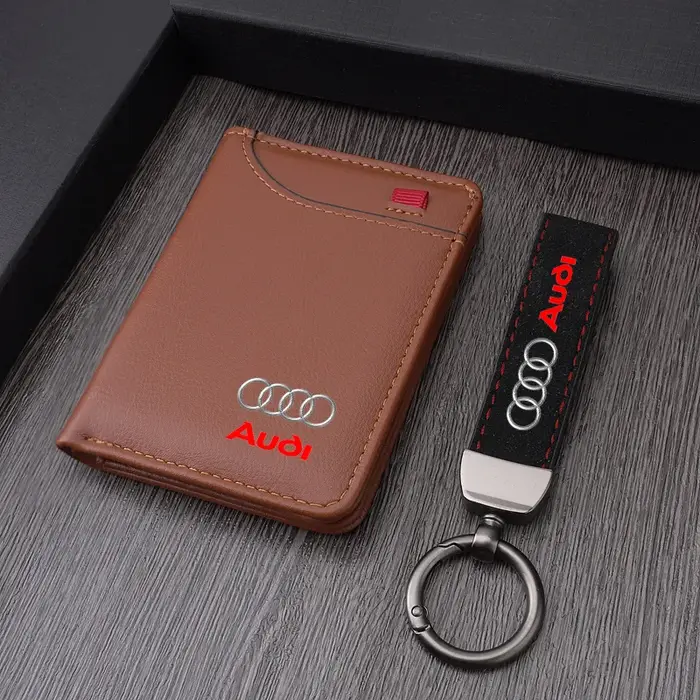 Portefeuille en cuir pour hommes avec logo de voiture