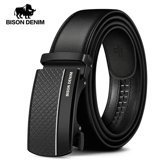 BISON DENIM en cuir véritable automatique hommes ceinture de luxe sangle ceinture pour hommes concep