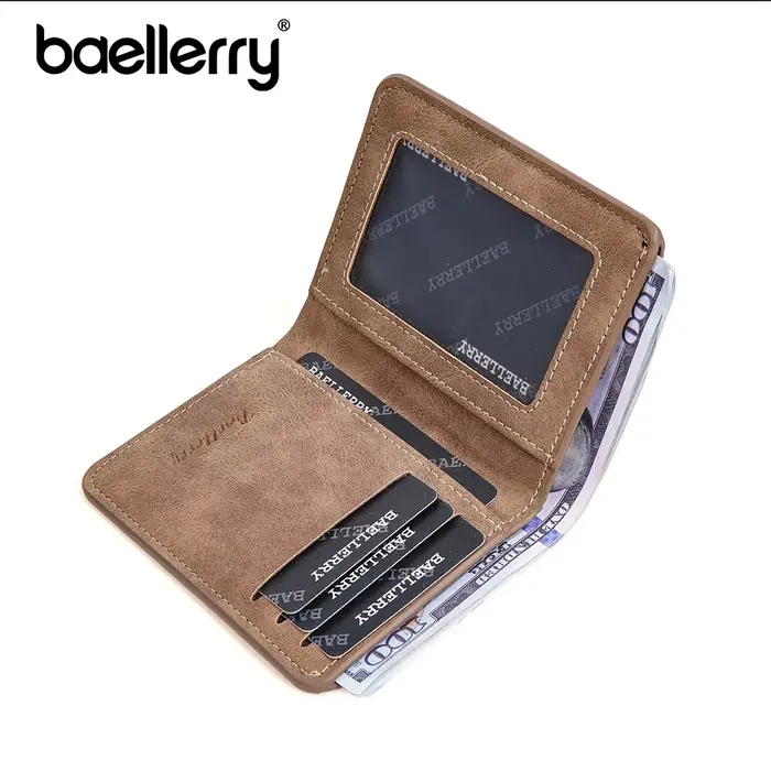 Baellerry portefeuille pour hommes en cuir PU poche avant minimaliste pince à billets essentiels de voyage