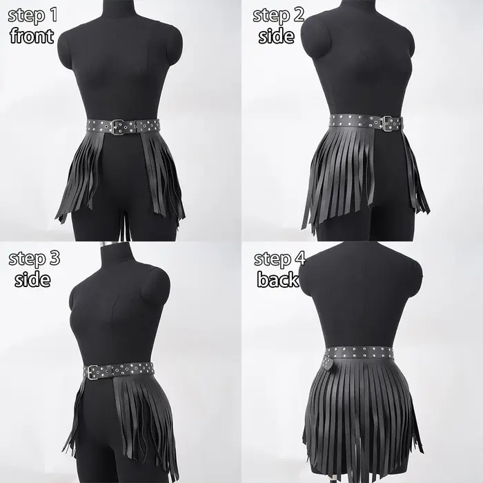 Ceinture en cuir à franges pour femmes