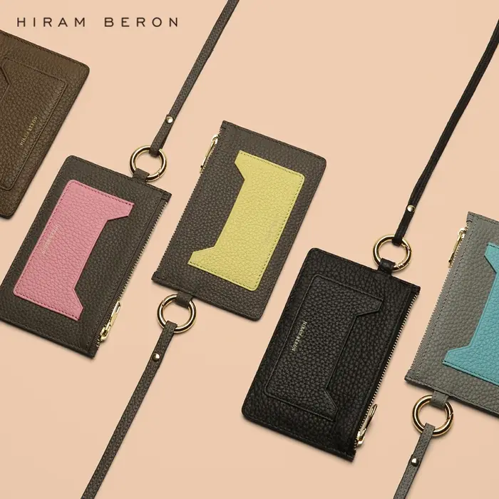 Porte-carte d'identité en cuir avec lanière pour badge