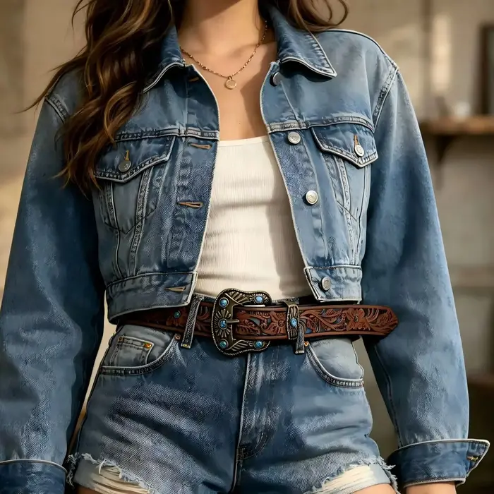 1 ceinture unisexe avec perles bleues