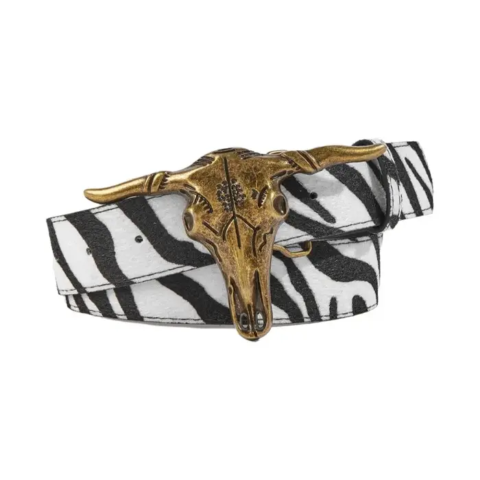 Ceinture en cuir avec boucle tête de taureau western