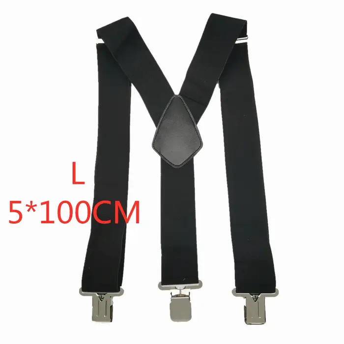 Grands Clips solides sur les bretelles pour hommes, unisexe, 50mm de large, 5 couleurs unies, ceintu