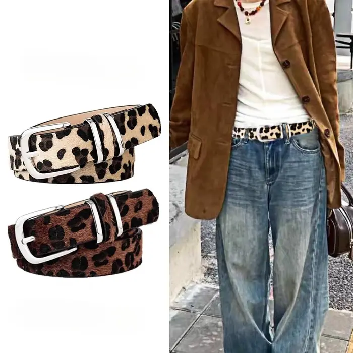 Ceinture rétro à motif léopard pour femmes