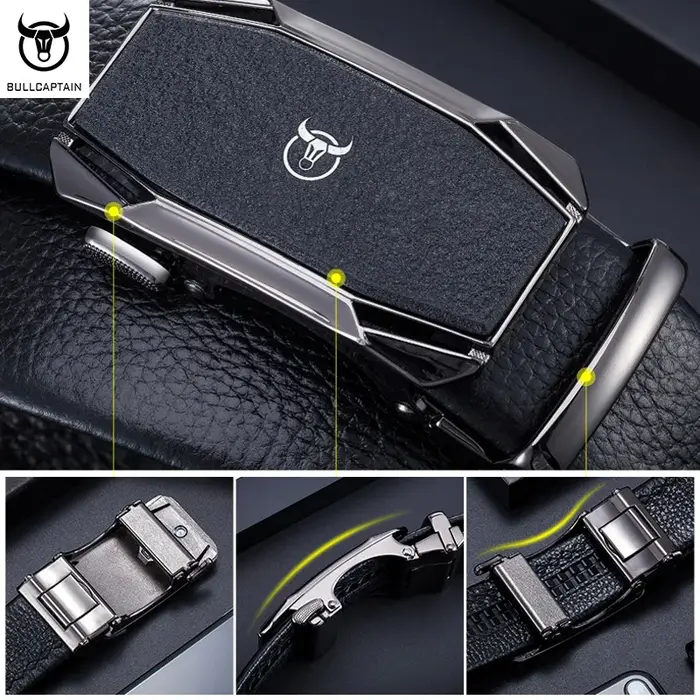 BULLCAPTAIN – ceinture en cuir à boucle automatique pour hommes