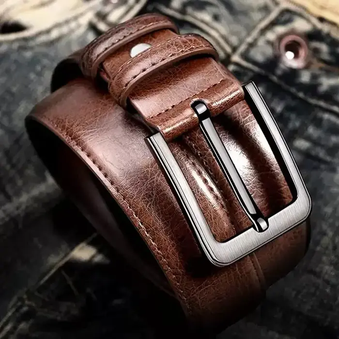 Ceinture pour homme en cuir véritable de haute qualité avec boucle