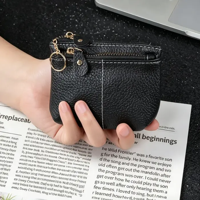 Porte-monnaie en toile brodée de cœurs style denim WERLLANDS