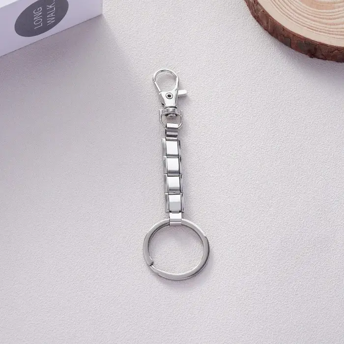 Nouveau porte-clés italien couleur argent en acier inoxydable, détachable, pour sacs DIY, cadeaux