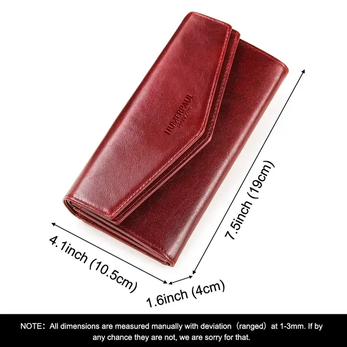 Portefeuille long pour femme en cuir véritable