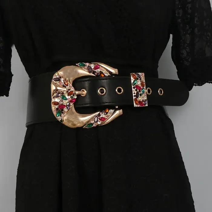 Ceinture large en cuir de luxe