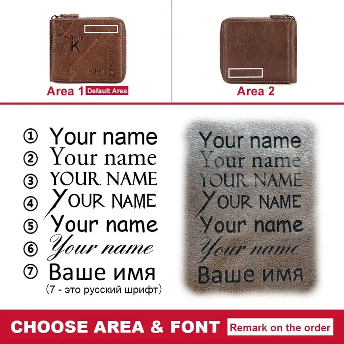 KAVIS portefeuille décontracté RFID bloquant mince porte-carte pour hommes en cuir véritable étui pour carte bancaire de crédit court mâle fermeture éclair autour du sac d'argent