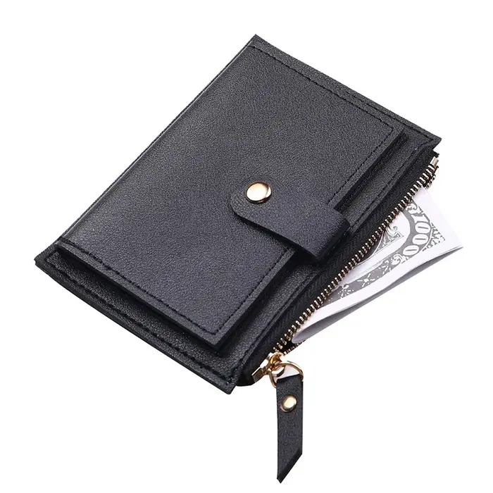 Portefeuille porte-cartes pour femmes, porte-cartes de crédit Simple, portefeuilles Slim en cuir PU 