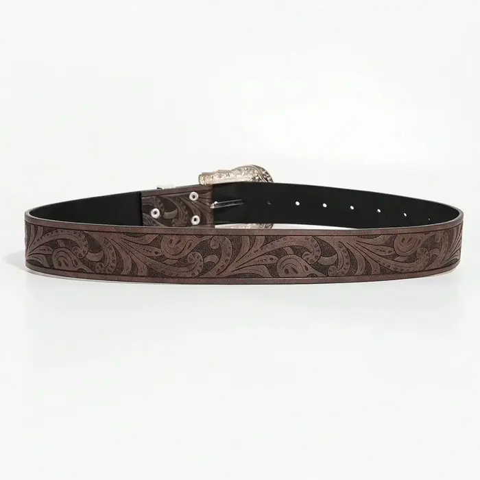 Ceinture marron sculptée de style bohème vintage pour hommes
