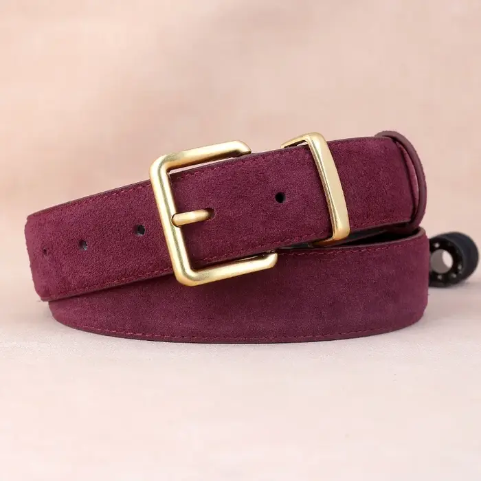 Nouvelle Collection 2026 : Ceinture en Cuir Véritable Velours de Marque Tendance pour Hommes