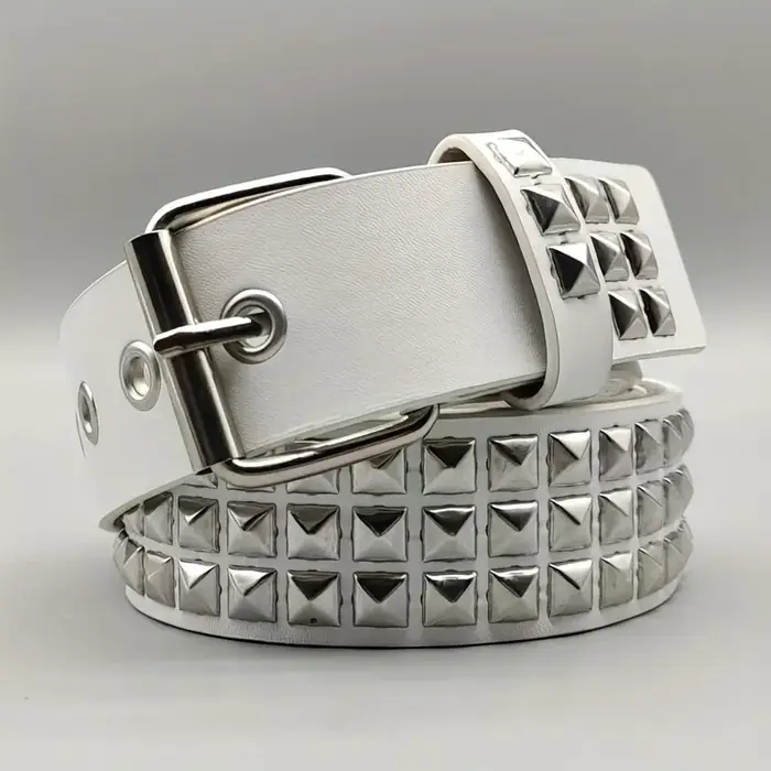 Mode nouvelle perle carrée Rivet ceinture métal pyramide ceinture hommes et femmes Punk matériel jea