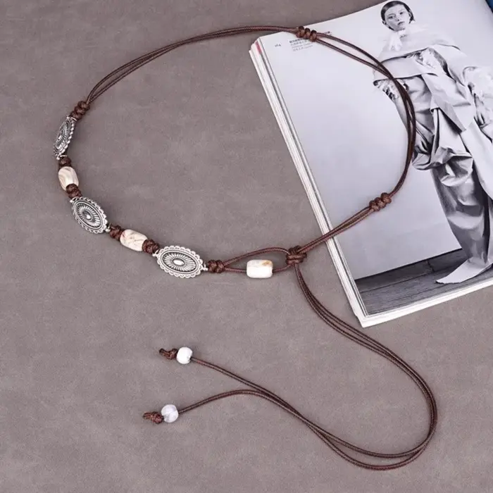 Nouvelle ceinture bohème en perles de bois