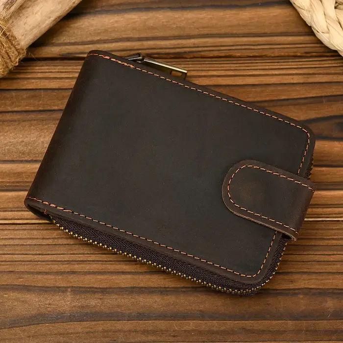 Luufan hommes porte-carte de crédit en cuir véritable sac à main pour cartes étui court portefeuille moraillon