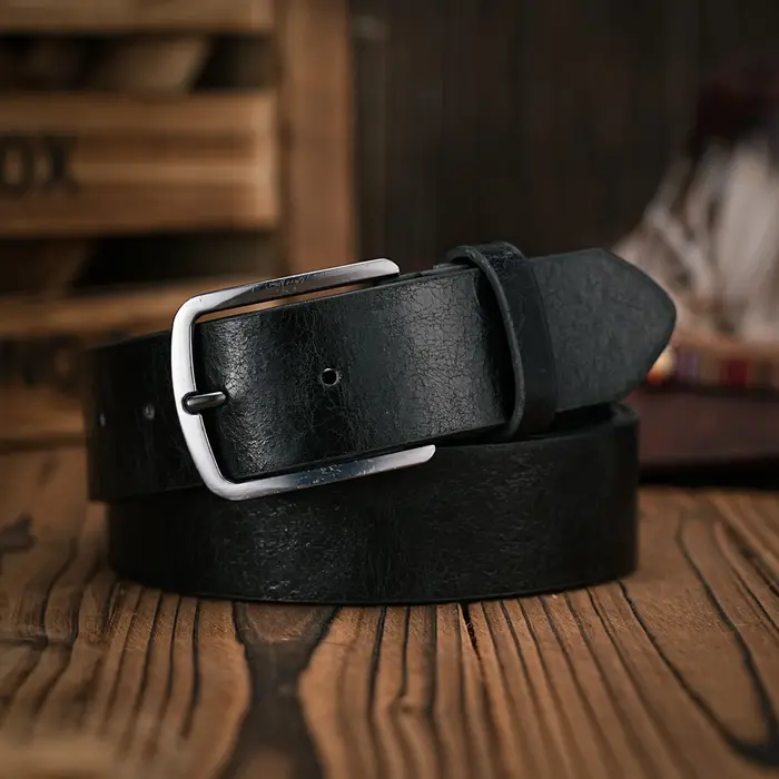 Ceinture en PU marron de style décontracté avec boucle en métal rétro pour homme et femme