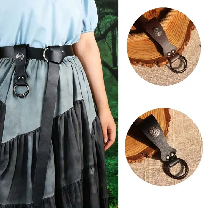 Ceinture noire/marron/de style médiéval et Renaissance avec clip pour jupe - Lanière