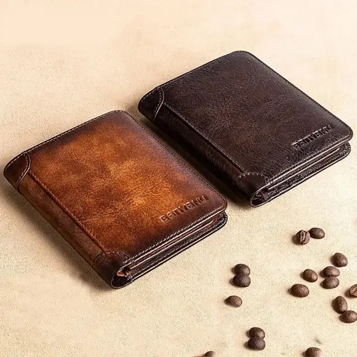 Portefeuille en cuir véritable pour hommes