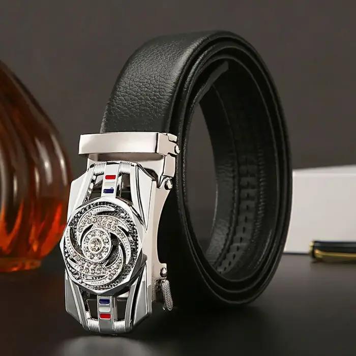 Ceinture en cuir à boucle automatique pour hommes