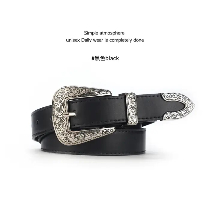 Une ceinture rétro polyvalente de style européen pour hommes et femmes, ceinture à boucle décontract
