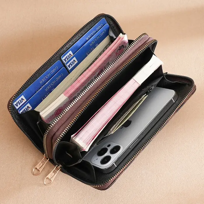 Portefeuille long minimaliste multicolore pour hommes