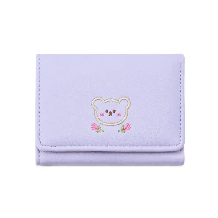 Portefeuille brodé avec motif d'ours