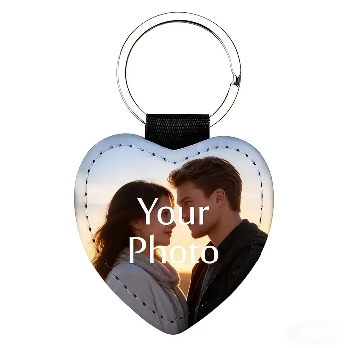 Porte-clés personnalisé en similicuir avec photo