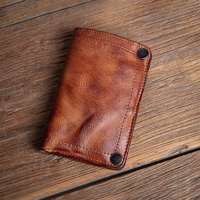 GURO haute qualité hommes portefeuille en cuir véritable Vintage à deux volets pince à billets porte-carte de crédit Design de luxe avec fermeture éclair poche à monnaie