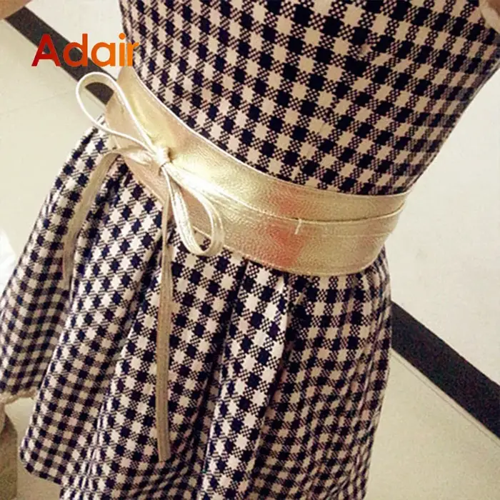 Mode femmes ceinture pour robe en cuir nœud papillon larges ceintures