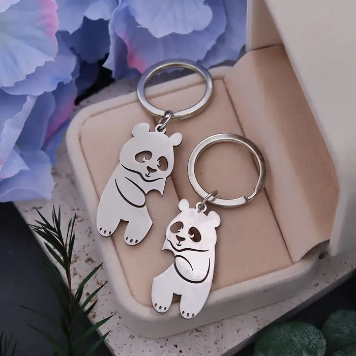 Porte-clés romantique en forme de cœur et de Panda