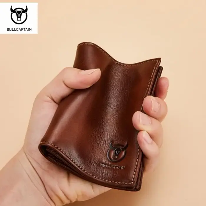 Portefeuille en cuir véritable haut de gamme pour homme