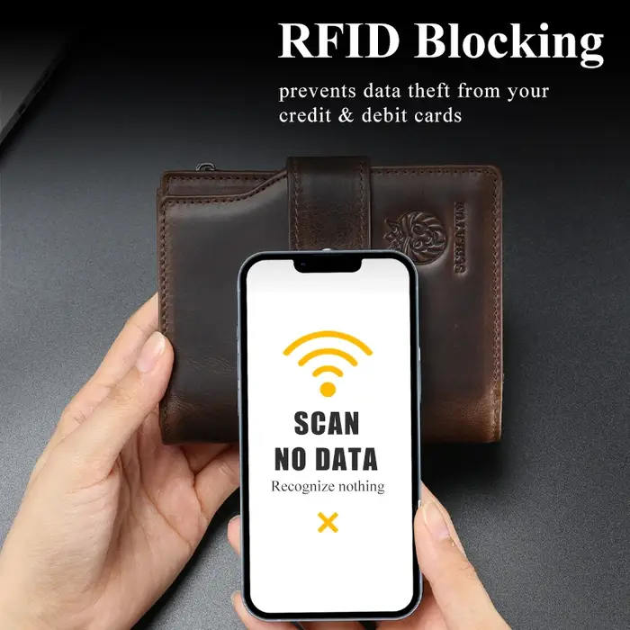 SCHLATUM en cuir véritable hommes portefeuille d'affaires RFID