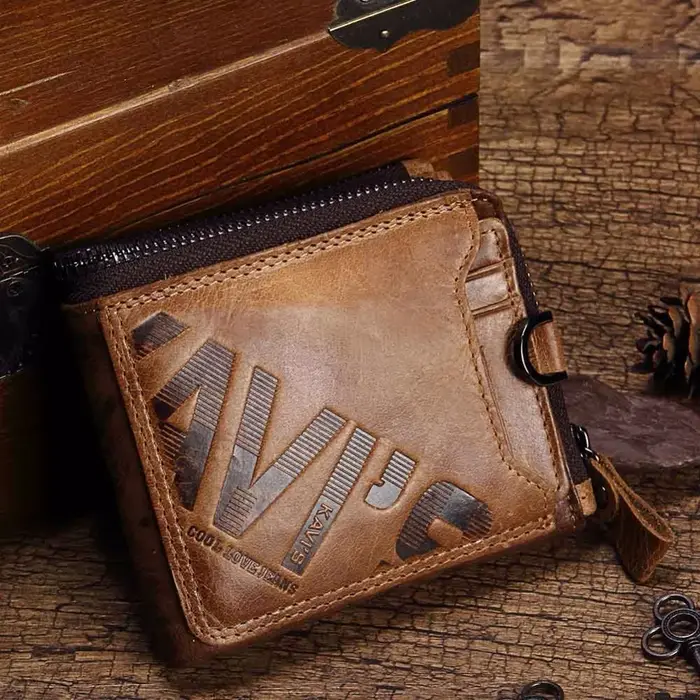 KAVIS Crazy Horse cuir hommes portefeuilles Vintage Cowboy voyage portefeuille porte-carte mode porte-monnaie pour femmes avec sac à cartes extensible