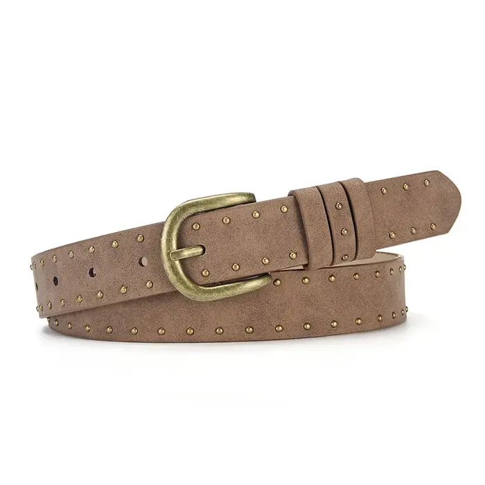 Ceinture à rivets en métal doré pour femmes, accessoires pour jeans décontractés, mode Goth rétro Y2