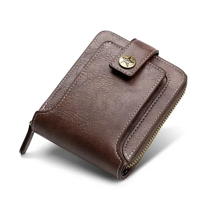 Portefeuille en cuir pour hommes, porte-monnaie de luxe, porte-cartes à fermeture éclair avec poche 