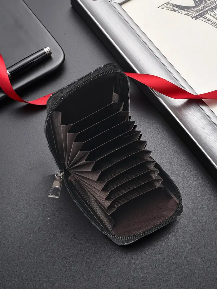 Porte-cartes en PU pour homme - Motif géométrique élégant