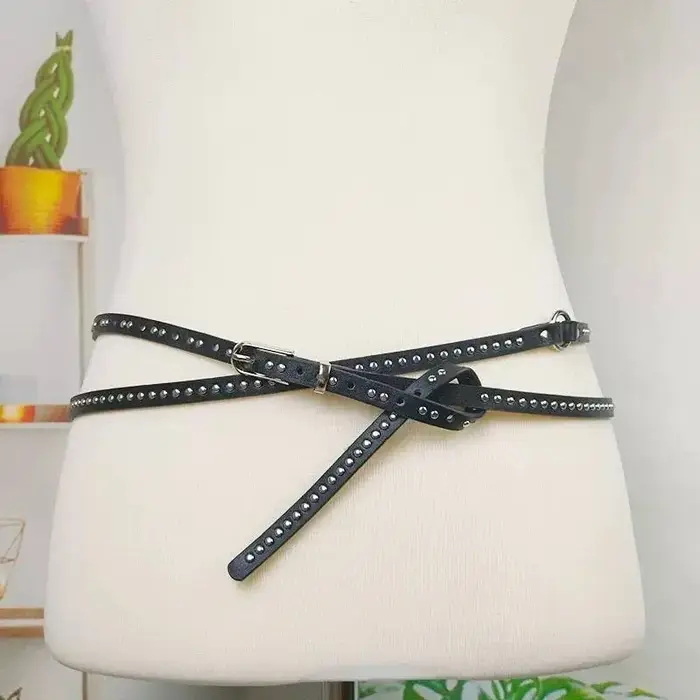 Ins mode Double ceinture en cuir Pu