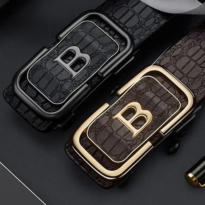 Ceinture à boucle automatique motif Crocodile pour hommes