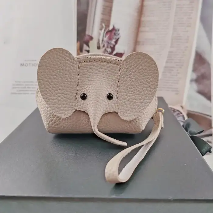 Porte-monnaie éléphant mignon en cuir PU pour femme, mini porte-cartes, petit portefeuille pour le t
